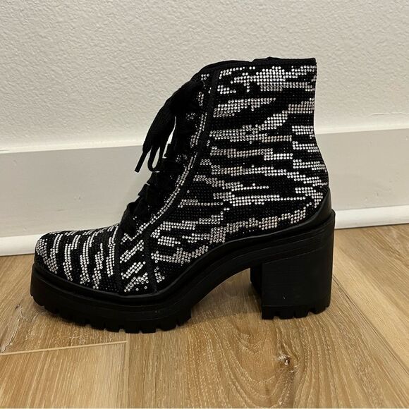GIANNI BINI Bright Side Zebra Rhinestone Ankle Boots Size 6.5 - Picture 6 of 7